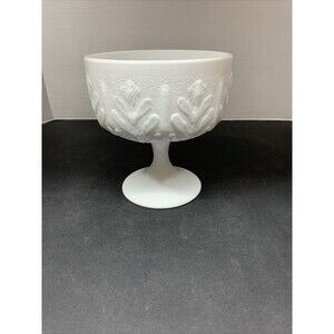 Vintage FTD WHite Glass Compote Bowls 7" diameter